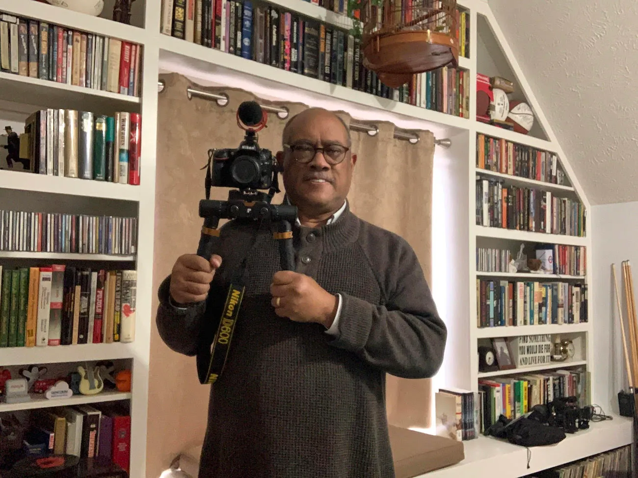 Pictured is John Scofield recording a video